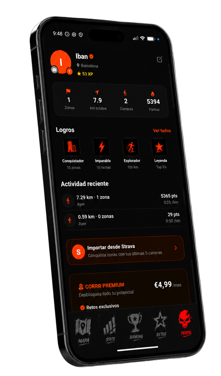 Pantalla del perfil de usuario con logros y stats